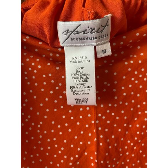 Spirit By Coldwater Creek Orange Polka Dot Cotton A-Line Midi Skirt- Size 10 - Picture 4 of 5